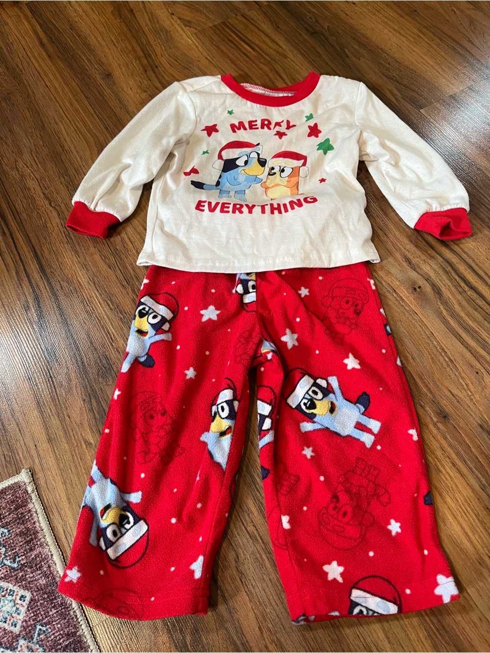 3/$10 Kids Holiday Bluey Pajama Set - Red & White